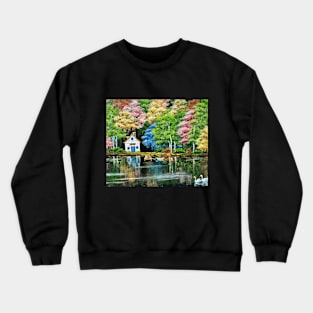 Autumn forest and lake house Crewneck Sweatshirt